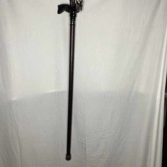 ASTEROM Walking Cane Skull King Crown Handle 35in Oak Wood Ergonomic Handmade - Picture 6 of 15